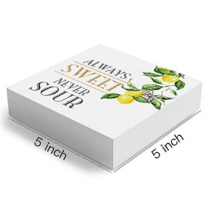 Modern Always Sweet Never Sour Wooden Box Sign Table Decor Plaque Funny Lemon Quote Wood Box Sign Art Home Kitchen Shelf Desk Decoration 5 x 5 Inches