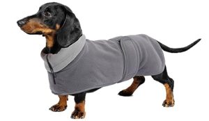 geyecete dog jacket, dog coat perfect for dachshunds,dog winter coat with padded fleece lining and high collar,dog snowsuit with adjustable bands sizes-gray-xs
