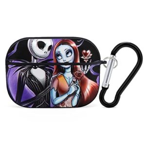 with airpods pro case purple black cartoon skull headphone case designed for with airpods pro earphone cover for men women with keychain 2.5inx1.97inx0.9in-black