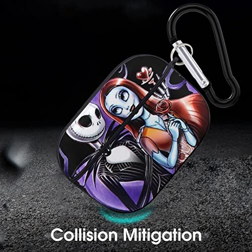 with Airpods Pro Case Purple Black Cartoon Skull Headphone Case Designed for with Airpods Pro Earphone Cover for Men Women with Keychain 2.5inx1.97inx0.9in-Black