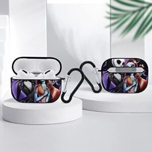 with Airpods Pro Case Purple Black Cartoon Skull Headphone Case Designed for with Airpods Pro Earphone Cover for Men Women with Keychain 2.5inx1.97inx0.9in-Black