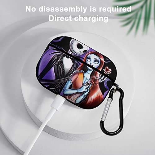 with Airpods Pro Case Purple Black Cartoon Skull Headphone Case Designed for with Airpods Pro Earphone Cover for Men Women with Keychain 2.5inx1.97inx0.9in-Black