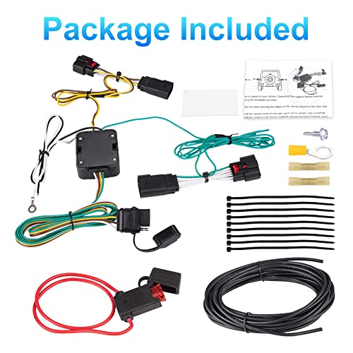 WATERWICH 4 Way Trailer Wiring Harness 56407 Compatible with Jeep Wrangler JL 2018-2023 and Jeep Gladiator 2020-2023, 4-Pin Trailer Hitch Wiring Harness