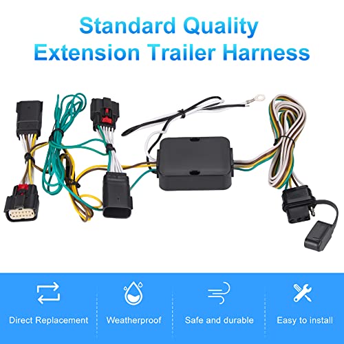 WATERWICH 4 Way Trailer Wiring Harness 56407 Compatible with Jeep Wrangler JL 2018-2023 and Jeep Gladiator 2020-2023, 4-Pin Trailer Hitch Wiring Harness