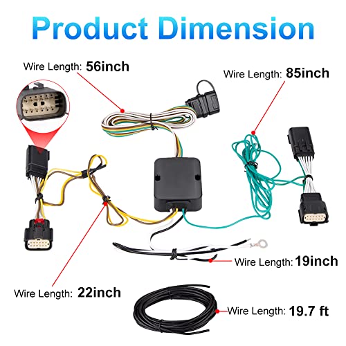 WATERWICH 4 Way Trailer Wiring Harness 56407 Compatible with Jeep Wrangler JL 2018-2023 and Jeep Gladiator 2020-2023, 4-Pin Trailer Hitch Wiring Harness