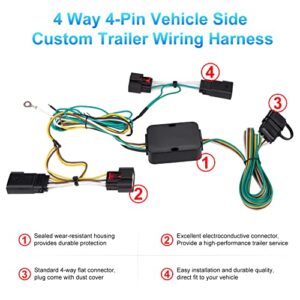 WATERWICH 4 Way Trailer Wiring Harness 56407 Compatible with Jeep Wrangler JL 2018-2023 and Jeep Gladiator 2020-2023, 4-Pin Trailer Hitch Wiring Harness