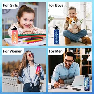 Personalized Insulated Water Bottle with Straw, Christmas Birthday Gift for Kids Women Men, Custom Stainless Steel Thermoses Cup with Name or Text, Gradient, 32OZ