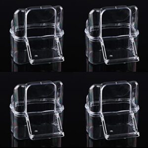 4 pcs bird cage feeder plastic cups acrylic feeding bowl anti- splashing water food feeder box (for bird cage with spring door)