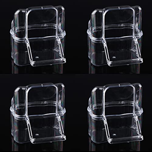 4 Pcs Bird Cage Feeder Plastic Cups Acrylic Feeding Bowl Anti- Splashing Water Food Feeder Box (for Bird Cage with Spring Door)