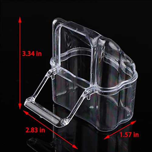 4 Pcs Bird Cage Feeder Plastic Cups Acrylic Feeding Bowl Anti- Splashing Water Food Feeder Box (for Bird Cage with Spring Door)