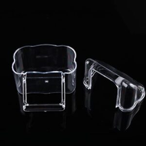 4 Pcs Bird Cage Feeder Plastic Cups Acrylic Feeding Bowl Anti- Splashing Water Food Feeder Box (for Bird Cage with Spring Door)