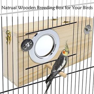 ShuRung Parakeet Nesting Box Cockatiel Nesting Box Bird Nest Bird Breeding Box House Wooden Acrylic Transparent Bird Box with Detachable Wooden Board for Lovebirds Cockatiel Budgie Conure Parrot