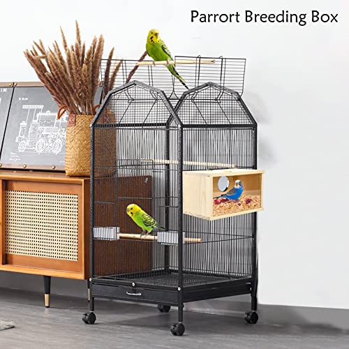 ShuRung Parakeet Nesting Box Cockatiel Nesting Box Bird Nest Bird Breeding Box House Wooden Acrylic Transparent Bird Box with Detachable Wooden Board for Lovebirds Cockatiel Budgie Conure Parrot