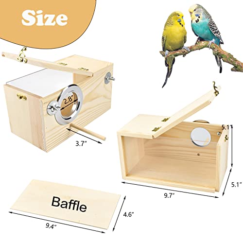 ShuRung Parakeet Nesting Box Cockatiel Nesting Box Bird Nest Bird Breeding Box House Wooden Acrylic Transparent Bird Box with Detachable Wooden Board for Lovebirds Cockatiel Budgie Conure Parrot