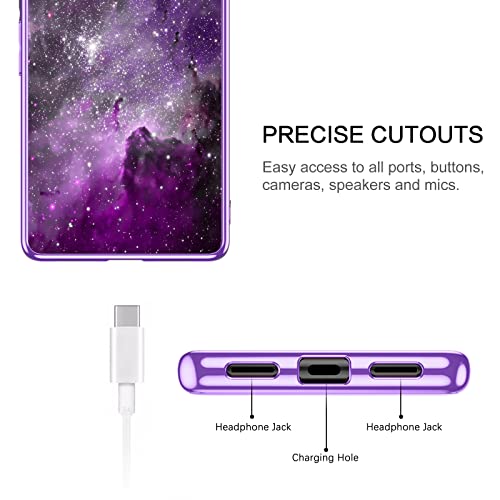 BENTOBEN Pixel 7 Pro Case, Google Pixel 7 Pro Case, Slim Fit Glow in The Dark Soft Flexible Bumper Protective Shockproof Anti Scratch Non-Slip Cute Case Cover for Google Pixel 7 Pro, Purple Nebula