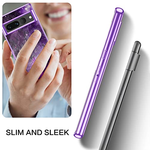 BENTOBEN Pixel 7 Pro Case, Google Pixel 7 Pro Case, Slim Fit Glow in The Dark Soft Flexible Bumper Protective Shockproof Anti Scratch Non-Slip Cute Case Cover for Google Pixel 7 Pro, Purple Nebula