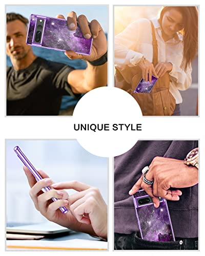 BENTOBEN Pixel 7 Pro Case, Google Pixel 7 Pro Case, Slim Fit Glow in The Dark Soft Flexible Bumper Protective Shockproof Anti Scratch Non-Slip Cute Case Cover for Google Pixel 7 Pro, Purple Nebula