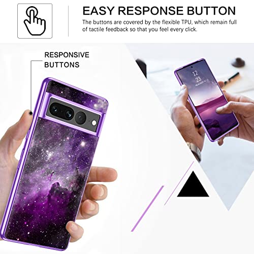 BENTOBEN Pixel 7 Pro Case, Google Pixel 7 Pro Case, Slim Fit Glow in The Dark Soft Flexible Bumper Protective Shockproof Anti Scratch Non-Slip Cute Case Cover for Google Pixel 7 Pro, Purple Nebula