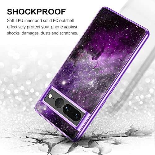 BENTOBEN Pixel 7 Pro Case, Google Pixel 7 Pro Case, Slim Fit Glow in The Dark Soft Flexible Bumper Protective Shockproof Anti Scratch Non-Slip Cute Case Cover for Google Pixel 7 Pro, Purple Nebula