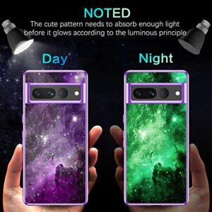 BENTOBEN Pixel 7 Pro Case, Google Pixel 7 Pro Case, Slim Fit Glow in The Dark Soft Flexible Bumper Protective Shockproof Anti Scratch Non-Slip Cute Case Cover for Google Pixel 7 Pro, Purple Nebula