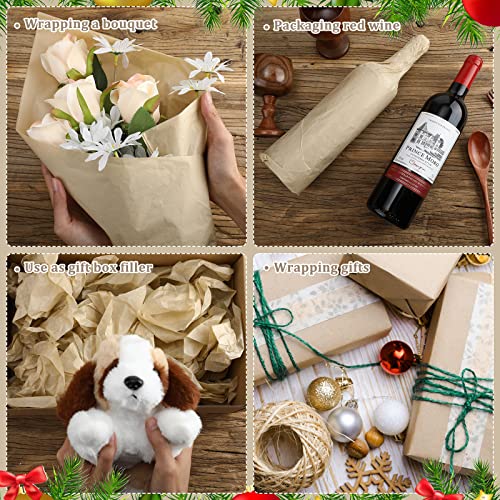 300 Sheets Kraft Tissue Paper 14 x 20 Inches Wrapping Paper Bulk Tissue Paper Decorative for School Baby Shower Graduation Weddings Birthday DIY Bags Gifts (Brown)