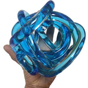 ritadeshop glass orb decor ball glass knot for home decor tabletop decorative figurine (modern, blue 5.8" d)