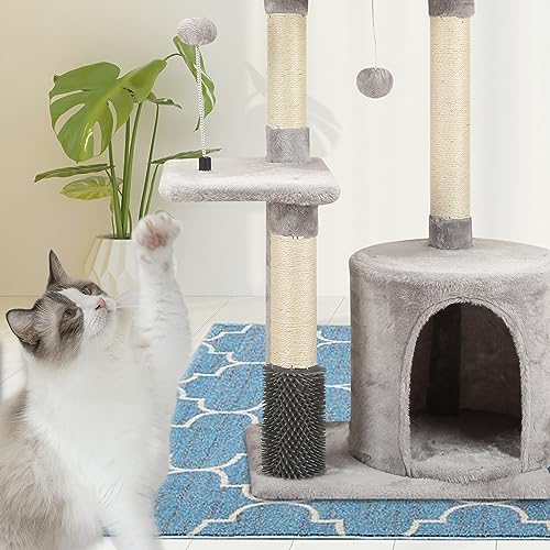 MIAO PAW 16Cat Tree Tower for Indoor Cats - Condo with Sisal Scratching Posts，Jump Platform Cat Furniture Activity Center Play House Bed Grey