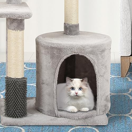 MIAO PAW 16Cat Tree Tower for Indoor Cats - Condo with Sisal Scratching Posts，Jump Platform Cat Furniture Activity Center Play House Bed Grey