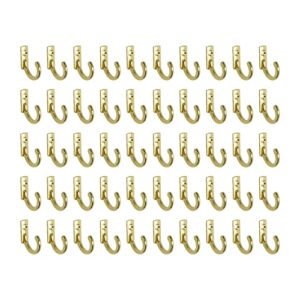 faotup 50pcs zinc alloy 0.70inch heigth gold wall mounted single hook robe hooks,small coat hooks for hanging,gold metal hooks,with m3 screws