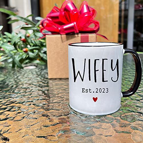 Hubby & Wifey Est 2023 Coffee Mugs Set of 2, Bride Groom Mug Set, Wedding Gift to Give, Couples Coffee Mug Set, Newlywed Coffee Mugs Gift Set, Mr & Mrs Bridal Shower Gift(Black handle)-37