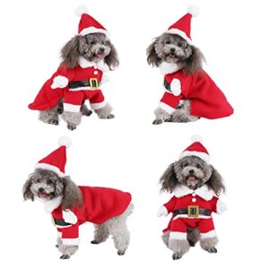 yoption christmas santa claus dog cat costume with hat, funny pet christmas cosplay winter warm coat clothes outfit apparel (s)