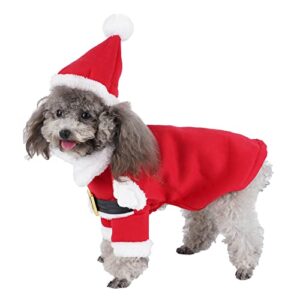 Yoption Christmas Santa Claus Dog Cat Costume with Hat, Funny Pet Christmas Cosplay Winter Warm Coat Clothes Outfit Apparel (S)