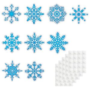 63pcs Winter Christmas Snowflake Cutouts Paper, 5.9x5.9 Inches Winter Paper Cutouts with Glue Points Snowflake Cutouts for Bulletin Board Classroom School Winter Christmas Party Decoration (Blue)