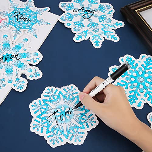 63pcs Winter Christmas Snowflake Cutouts Paper, 5.9x5.9 Inches Winter Paper Cutouts with Glue Points Snowflake Cutouts for Bulletin Board Classroom School Winter Christmas Party Decoration (Blue)