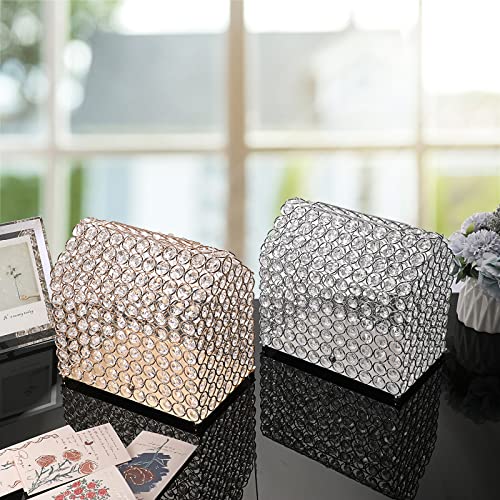 ELLDOO Crystal Wedding Card Box, House Shape Money Card Box Gold Gift for Wedding Receptions, Centerpiece Decor, Anniversary, Keepsake, Gift Display Box