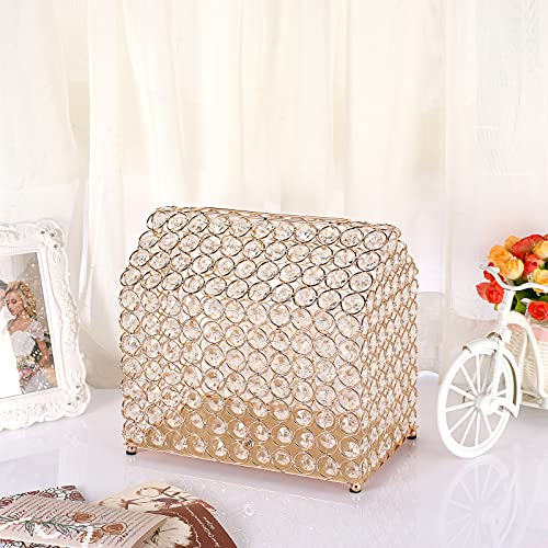 ELLDOO Crystal Wedding Card Box, House Shape Money Card Box Gold Gift for Wedding Receptions, Centerpiece Decor, Anniversary, Keepsake, Gift Display Box