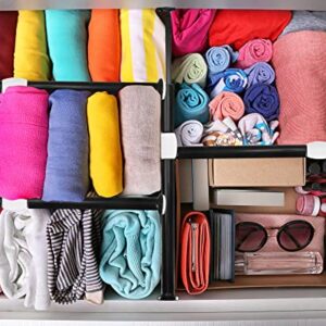 12 Pcs Drawer Dividers Organizer Adjustable Separators 4" High Expandable from 11"-17" Drawer Organization Separators Dresser Drawer Organizers Divider for Clothes Closet Kitchen Clothing Bedroom