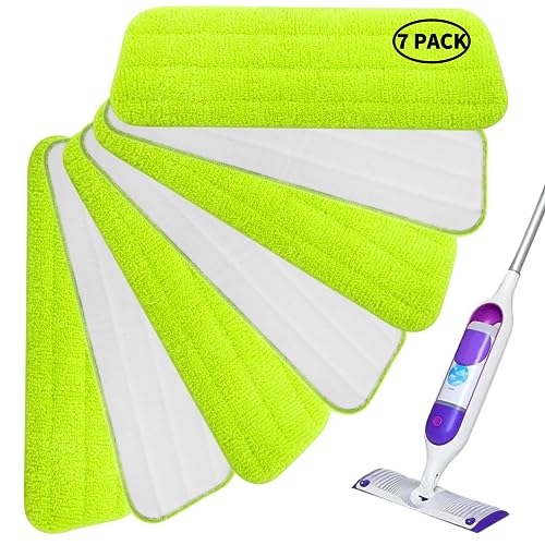 Spray Mop Pads Heads Replacement Compatible with Swiffer PowerMop - MEXERRIS Microfiber Wet Mops Refill Mop Cleaning Pads Floor Mop Pads Fit for All Spray Mops & Velcro Design Mops,7 Pcs/Set Green