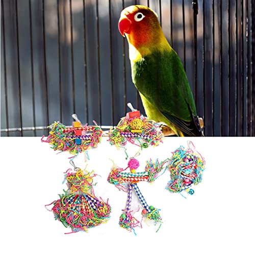 Zerodis Bird Parrots Shredding Toys, Relieve Anxiety Hanging Bird Bells Toy Bird Bells Toy Safe Healthy Bite Resistant with Sweet Sound for Parrots Pet Parrot Parakeet Cockatiel