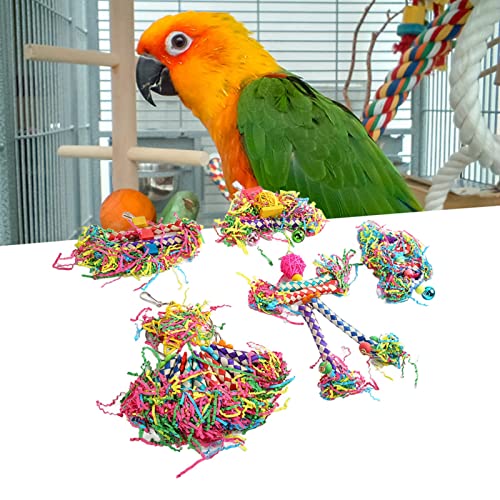 Zerodis Bird Parrots Shredding Toys, Relieve Anxiety Hanging Bird Bells Toy Bird Bells Toy Safe Healthy Bite Resistant with Sweet Sound for Parrots Pet Parrot Parakeet Cockatiel