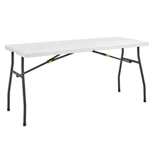 living and more 5ft half folding table, portable tables for dining parties card picnic camping, white