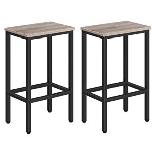 alloswell bar stools, set of 2 bar chairs, kitchen breakfast bar stools with footrest, 25.8" dining stools, rectangular industrial bar chairs, for dining room, kitchen, greige bahg0101