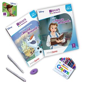 byju's magic workbooks: disney pre-k math, language & reading - ages 3-5 - includes disney & pixar characters - for boys & girls - works with ipad & fire tables (osmo base required)