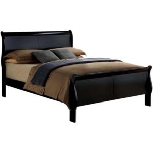 bowery hill transitional solid wood king sleigh bed in black