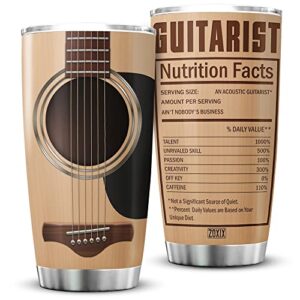 zoxix guitar insulated tumblers 20oz guitarist nutrition facts cup with lid vintage music gifts for guitarists musician acoustic band music teacher gifts guitar lover