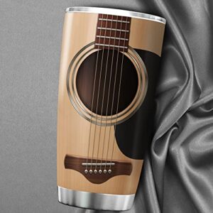 ZOXIX Guitar Insulated Tumblers 20oz Guitarist Nutrition Facts Cup With Lid Vintage Music Gifts For Guitarists Musician Acoustic Band Music Teacher Gifts Guitar Lover