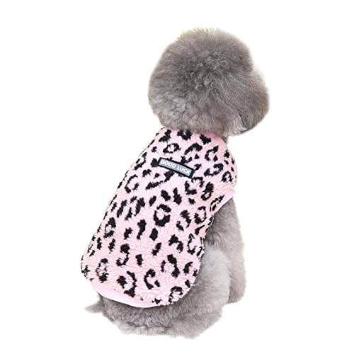 ZTGD Dog Sweaters for Small Dogs,Kawaii Dog Clothes Leopard Printed for Small Dogs Girl and Boy,Puppy Clothes Soft Warm Fleece Thickening for Winter,Autumn Pink S