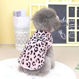 ZTGD Dog Sweaters for Small Dogs,Kawaii Dog Clothes Leopard Printed for Small Dogs Girl and Boy,Puppy Clothes Soft Warm Fleece Thickening for Winter,Autumn Pink S