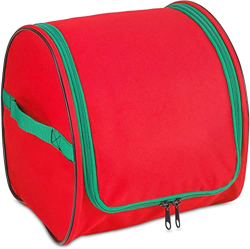 Premium Christmas Light Storage Bag – Heavy Duty Tear Proof 600D/Inside PVC Material with Reinforced Handles - With 3 Reels Stores up to 375 Ft of Mini Christmas Tree Lights & Extension Cords - Red