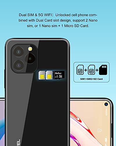 Unlocked Cell Phone, 6.8" HD Screen, Full Glass Appearance Design, Android 11 Unlocked Smartphone 6GB+128GB/ 256GB Expandable 48MP Camera 6500mAH Battery 4G Dual Analog Face/Fingerprint ID OTG